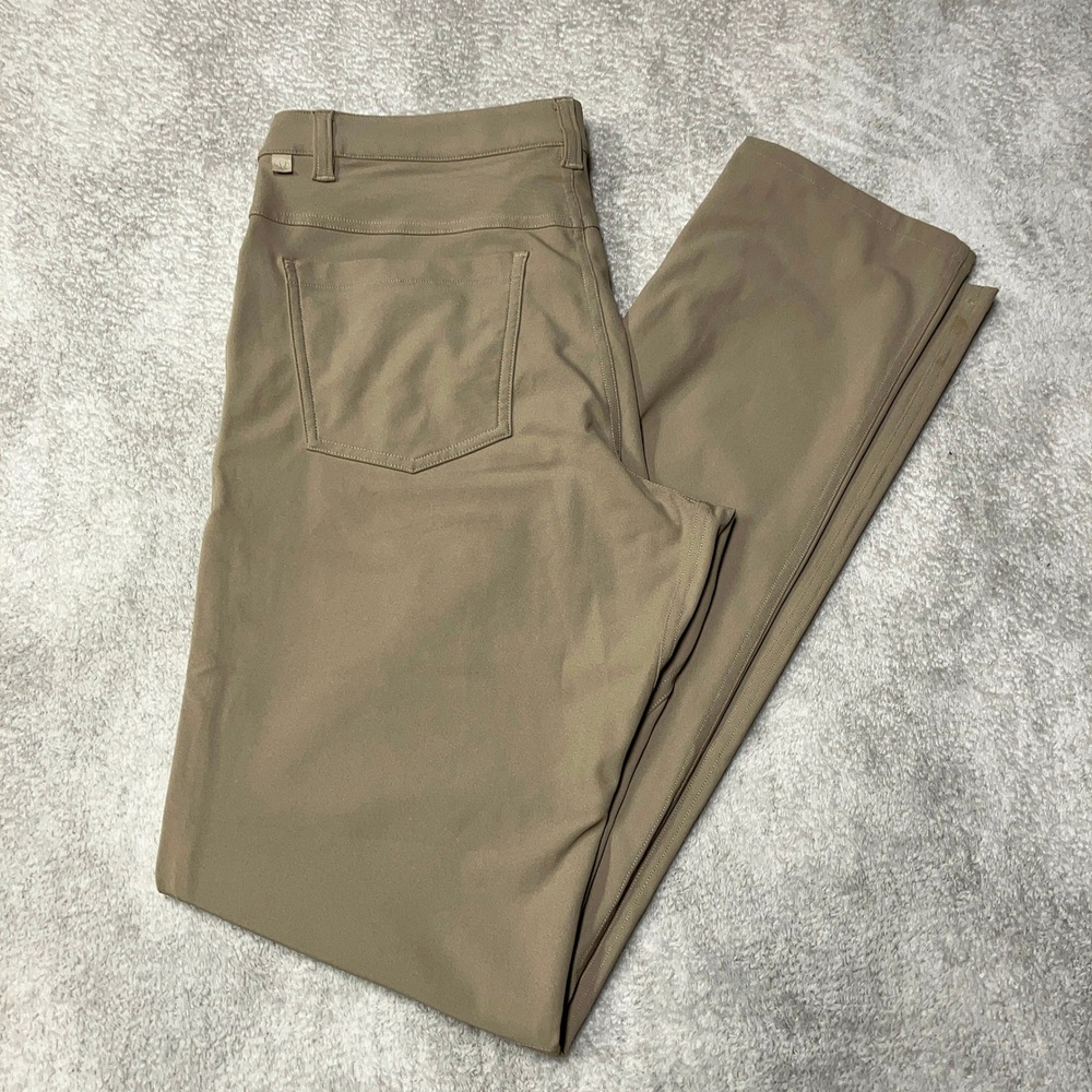 Lululemon Commission Slim Fit Pants Khaki Beige Warpstreme LM5AF3S Mens 28x34